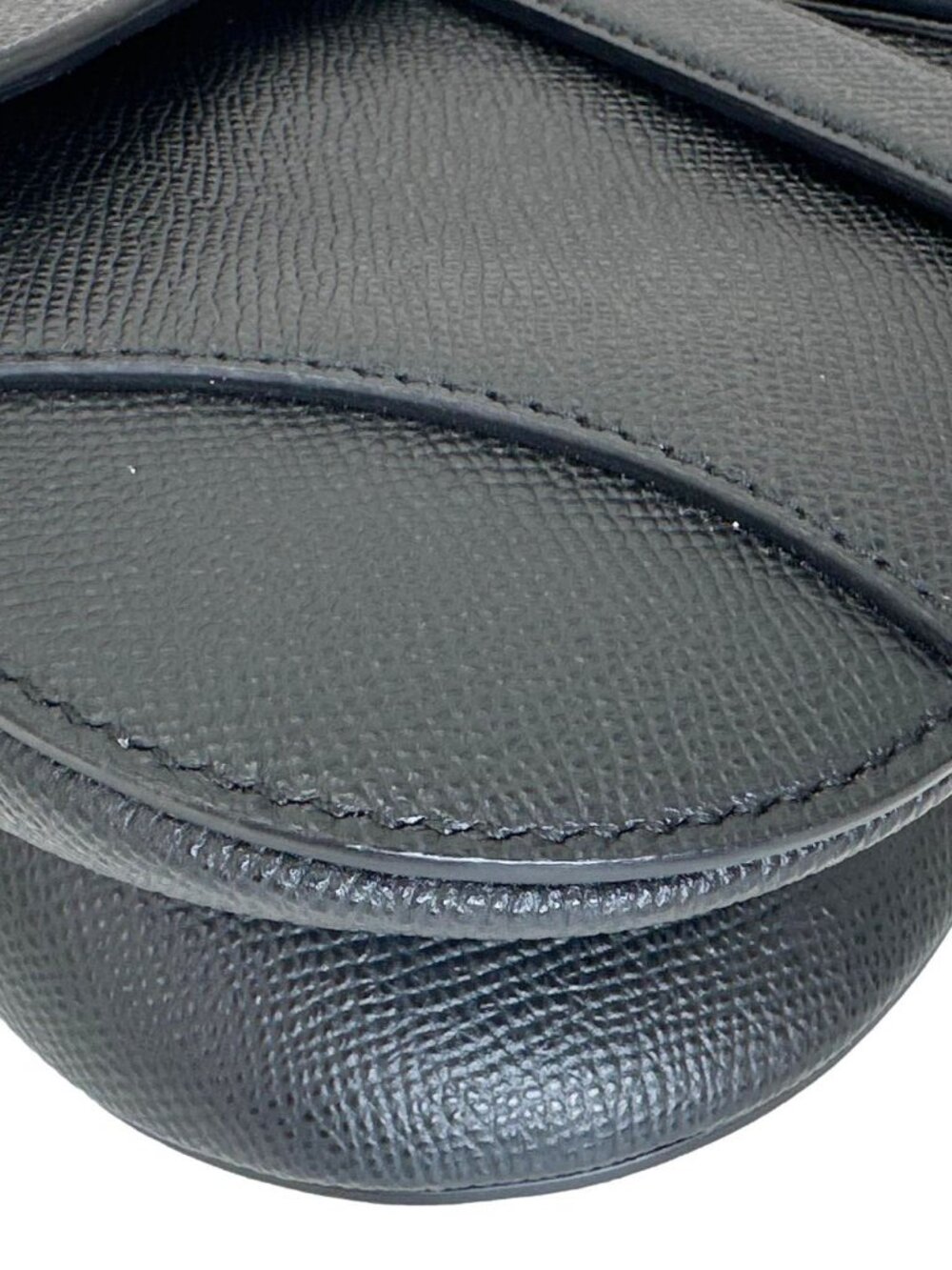 CHRISTIAN DIOR Saddle Mini Grained Calfskin Leather Shoulder Bag Black - Picture 9 of 13